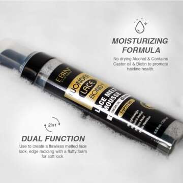 EBIN NEW YORK Wonder Lace Bond Melt Mousse 8.5oz/250ml- Extreme Firm Hold (Supreme) | Biotin + Casto...