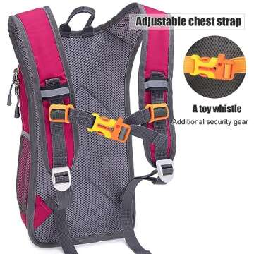 Ivygreen Kids Hydration Backpack, Hiking Backpack for Boys or Girls with 1.5L Water Bladder (Rose Red)