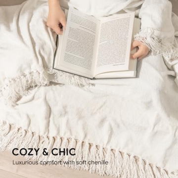 Soft Cozy RECYCO Chenille Blanket 50x60 Tassels