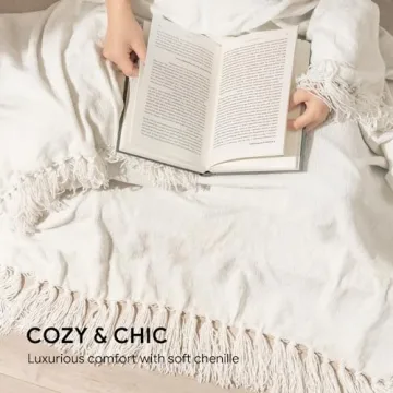 Soft Cozy RECYCO Chenille Blanket 50x60 Tassels