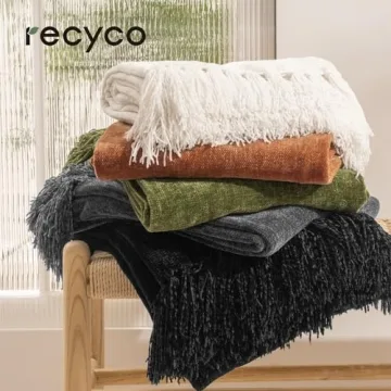 Soft Cozy RECYCO Chenille Blanket 50x60 Tassels