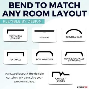 UrbanRed Flexible Bendable Ceiling Curtain Track, 16.4FT (5m), Ceiling Mount for Curtain Rail with Track Curtain System, Room Divider, Ceiling Curtain Rod, RV Ceiling Track for Curtains, White