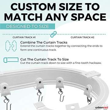 UrbanRed Flexible Bendable Ceiling Curtain Track, 16.4FT (5m), Ceiling Mount for Curtain Rail with Track Curtain System, Room Divider, Ceiling Curtain Rod, RV Ceiling Track for Curtains, White