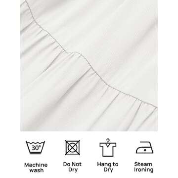 ZESICA Women's 2024 Boho Summer Square Neck Puff Sleeve Off Shoulder Smocked Tiered Casual A Line Short Mini Dress,White,X-Large