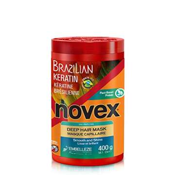 Novex Brazilian Keratin Hair Mask, 14 Oz - Reconstructive Keratin, Frizz Control & Damage Repair