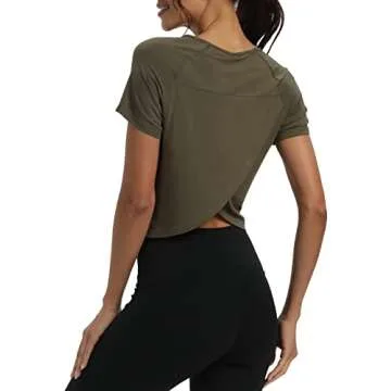 Mippo Women's Short Sleeve Workout Crop Top - Comfortable Activewear