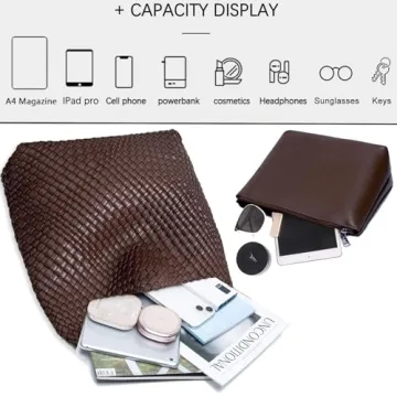 Stylish Vegan Leather Hand-Woven Tote Handbag for Women