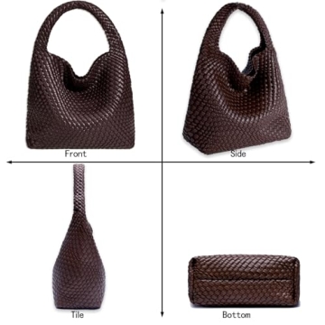 Stylish Vegan Leather Hand-Woven Tote Handbag for Women