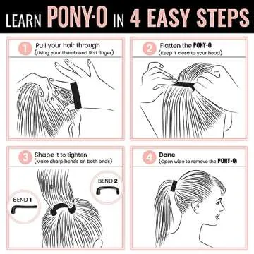 PONY-O for Fine, Medium or Slightly Thick Hair - Original No Damage Volumizing Ponytail Hair Ties - Patented Bendable Design - Stylish Hair Accessories for Women - 2 Pack Black - Medium