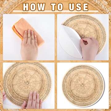 Eersida 9 Pcs Boho Basket Wall Decals Round Modern Peel and Stick Wall Decals Removable Boho Adhesive Nursery Decor for Bedroom Living Room Office, Just Stickers(Classic)