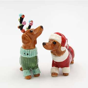 Cosmos Gifts 57013 Christmas Dachshund Dogs Salt and Pepper Shaker, Multicolor, 3 3/8" x 1 5/8" x 3 ...