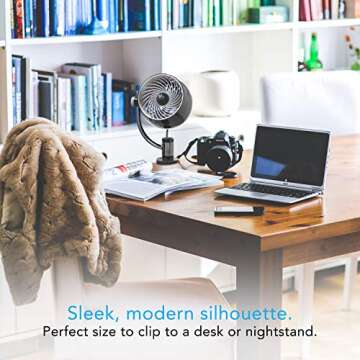 Vornado Pivot3 Clip Personal Air Circulator Fan with Multi-Surface Clip, Quiet Portable Fan for Office or Bedroom, 3 Speeds, Black