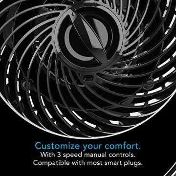 Vornado Pivot3 Clip Personal Air Circulator Fan with Multi-Surface Clip, Quiet Portable Fan for Office or Bedroom, 3 Speeds, Black