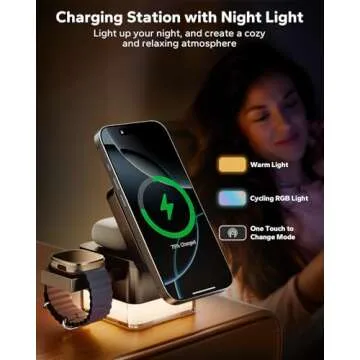 KPON 3 in 1 Wireless Charging Station with Night Lamp