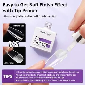 BTArtbox Nail Glue & Primer Set - 2 x 0.5 Fl Oz Acrylic French Ballerina Nail Gel, Long Lasting Super Strong 4 in 1 UV Nail Gel for Press On Nails