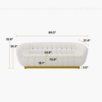 Acanva Wool-Like Living Room Sofa, Modern Mid-Century Style with Seashell Performance & Metal Base, ...