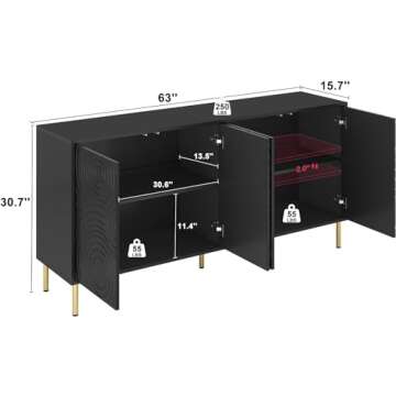 howcool Modern Sideboard Buffet Cabinet with 4 Doors