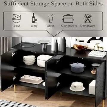 howcool Modern Sideboard Buffet Cabinet with 4 Doors