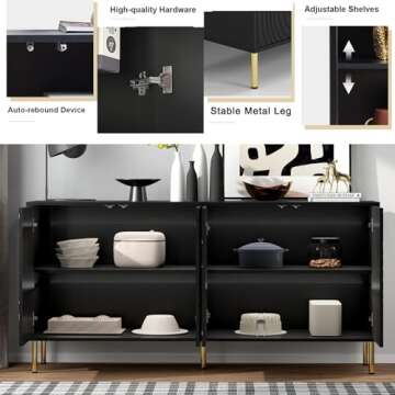 howcool Modern Sideboard Buffet Cabinet with 4 Doors