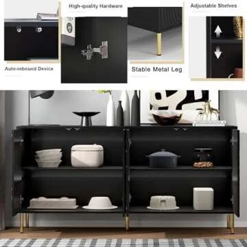 howcool Modern Sideboard Buffet Cabinet with 4 Doors