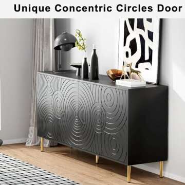 howcool Modern Sideboard Buffet Cabinet with 4 Doors