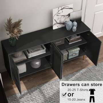 howcool Modern Sideboard Buffet Cabinet with 4 Doors