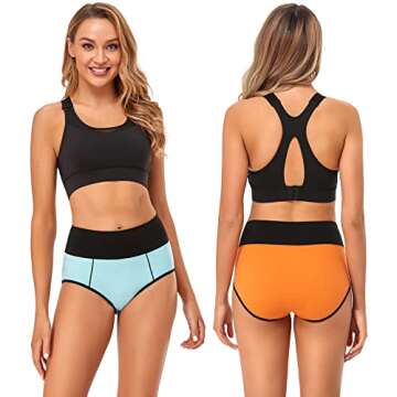 ASIMOON Womens Cotton Underwear High Waisted Plus Size Stretch Briefs Soft Breathable Ladies Panties Underpants Multipack S