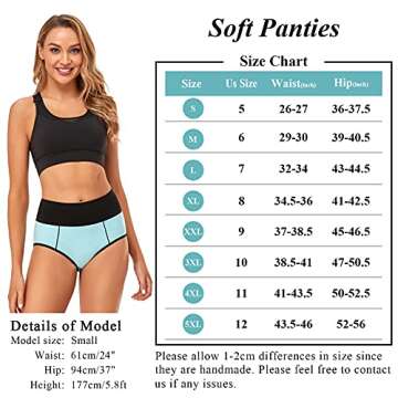 ASIMOON Womens Cotton Underwear High Waisted Plus Size Stretch Briefs Soft Breathable Ladies Panties Underpants Multipack S