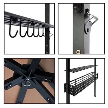 SUNA OUTDOOR Grill Gazebo 8 x 5 Ft, Outdoor Patio Barbecue Grill Gazebo BBQ Shelter Tent, Double Tie...