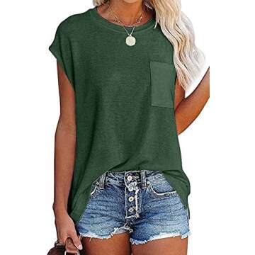 CNFUFEN Womens Fashion 2022 Summer Tops Short Sleeve Shirts Junior Casual Solid Color t Shirt Women ...