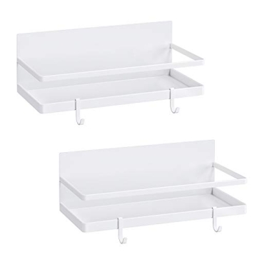 Thipoten Magnetic Spice Rack: Strong Shelf with 2 Hooks for Kitchen Organization