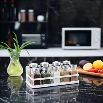 Thipoten Magnetic Spice Rack Strong Shelf 2 Hooks
