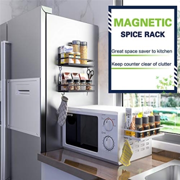 Thipoten Magnetic Spice Rack Strong Shelf 2 Hooks