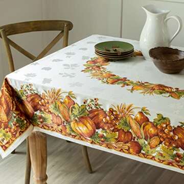 Benson Mills Harvest Splendor Engineered Printed Fabric Table Cloth for Fall Celebrations