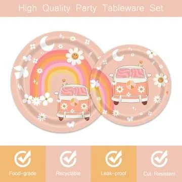 Groovy Party Tableware Kit for 24 Guests Retro Design