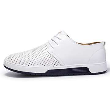 ZZHAP Men's Casual Oxford Shoes Breathable Flat Fashion Sneakers White US 10