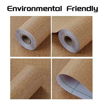 LOVADA Peel and Stick Wallpaper Orange Grass Cloth Wall Paper - 15.7 x 300 Inch Self Adhesive Wallpaper Peel and Stick, Easy to Paste Wall Contact Paper for Stand Liner, Table and Door Makeover Decor