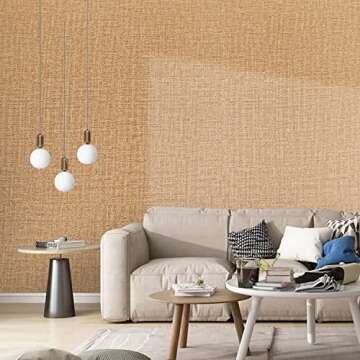 LOVADA Peel and Stick Wallpaper Orange Grass Cloth Wall Paper - 15.7 x 300 Inch Self Adhesive Wallpaper Peel and Stick, Easy to Paste Wall Contact Paper for Stand Liner, Table and Door Makeover Decor