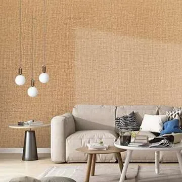 LOVADA Orange Grass Cloth Peel and Stick Wallpaper 15.7x300