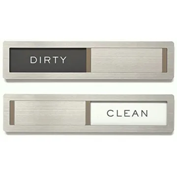 Dishwasher Magnet Clean Dirty Sign, Premium 304 Grade Stainless Steel with Adhesive Tapes Included