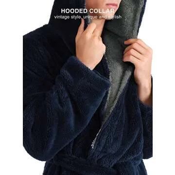 David Archy Velveteen Hooded Bathrobe for Men
