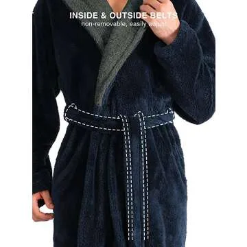 David Archy Velveteen Hooded Bathrobe for Men