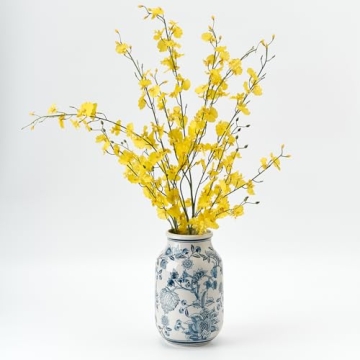 SIDUCAL Vintage Blue and White Ceramic Vase for Decor