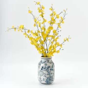 SIDUCAL Vintage Blue and White Ceramic Vase for Decor