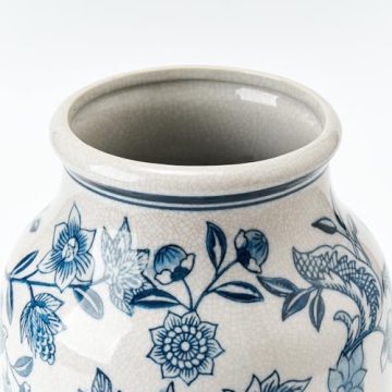 SIDUCAL Vintage Blue and White Ceramic Vase for Decor