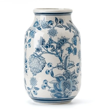 SIDUCAL Vintage Blue and White Ceramic Vase for Decor