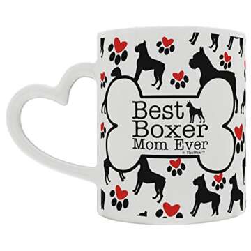 Boxer Gift Best Boxer Mom Ever Dog Owner Gifts Dog Lover Heart Handle Gift Coffee Mug Tea Cup Heart ...
