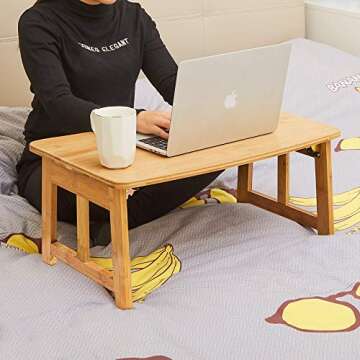 Bamboo Multi-Tasking Laptop Bed Tray for Home Use