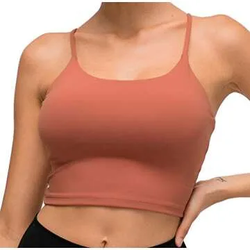 YEAQING Women's Seamless Crop Camisole with Built-in Bra