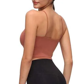YEAQING Women's Seamless Crop Camisole with Built-in Bra